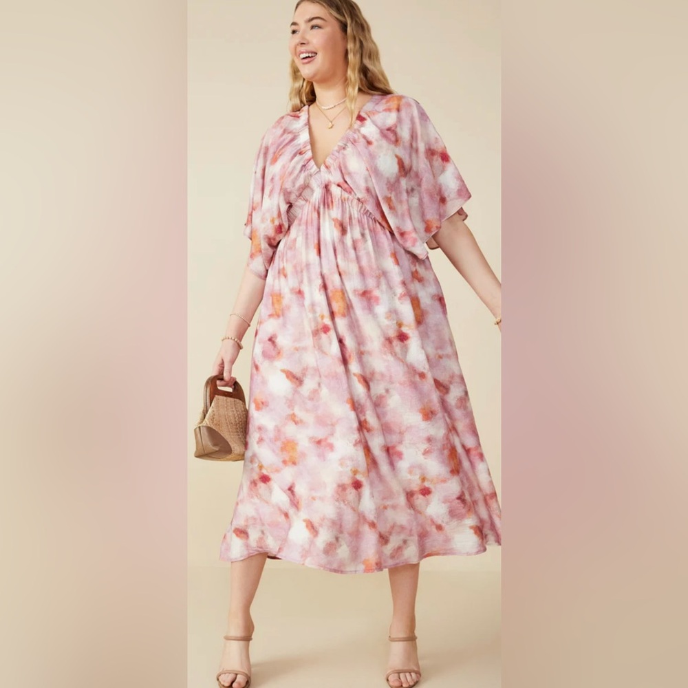 Hayden Pink Hazy Floral Dress Size Large L
